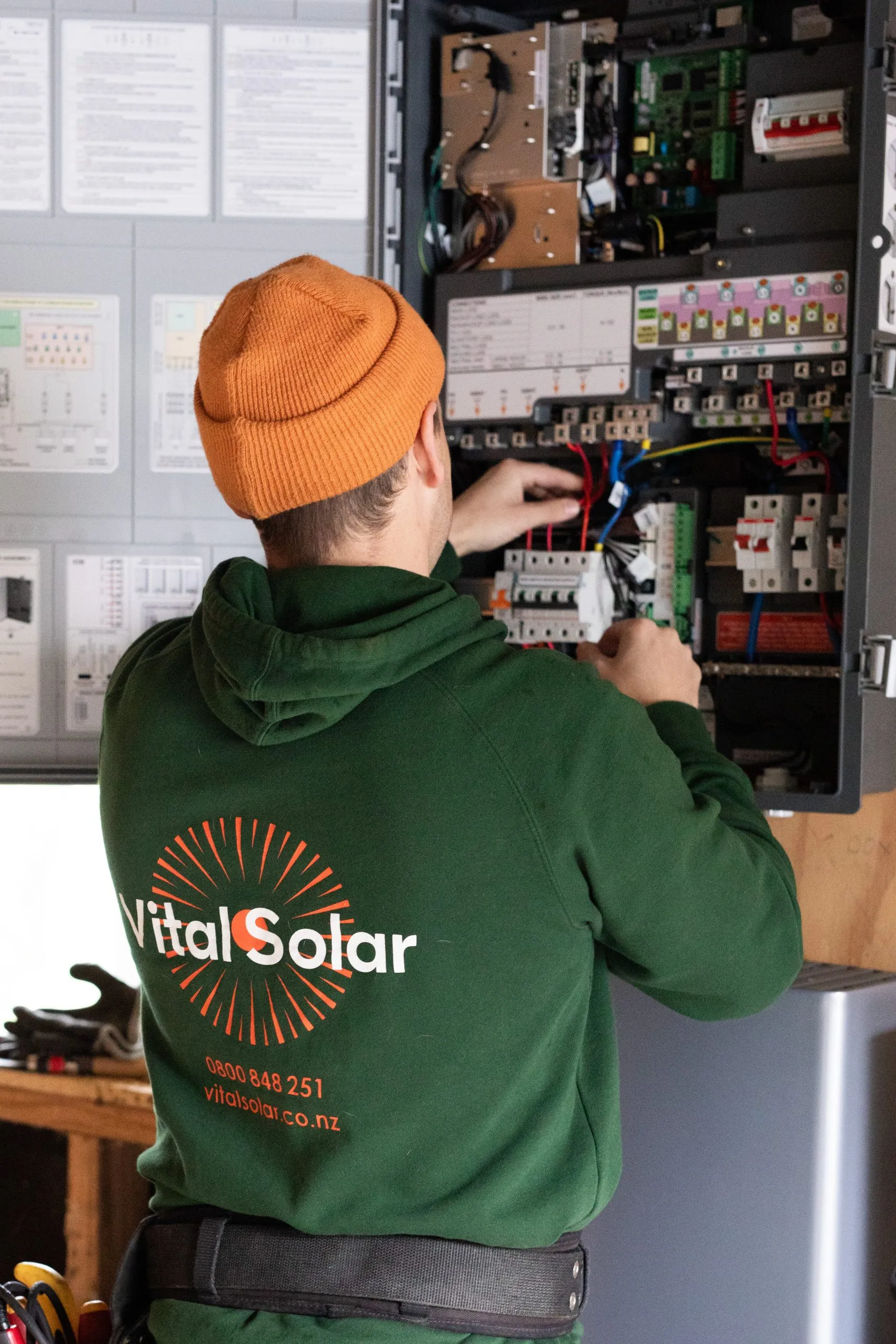 Vital Energy electrician wiring a new residential switchboard